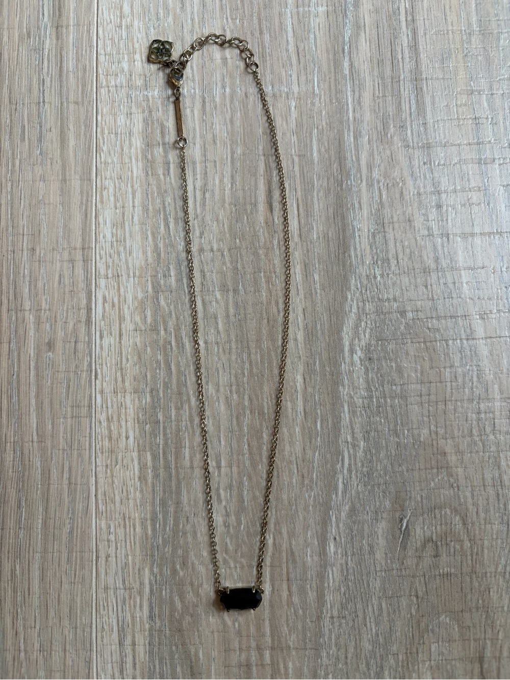 Delicate Gold Chain Necklace with Black Stone